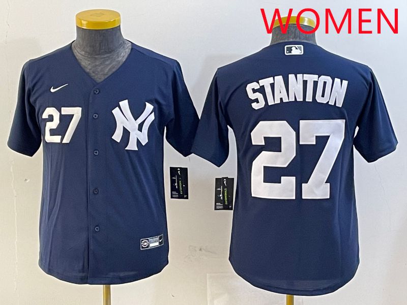 Women New York Yankees 27 Stanton Blue Game 2025 Nike MLB Jersey style 4
